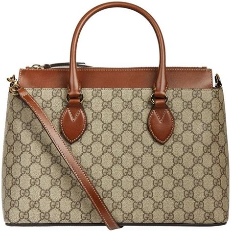 gucci tote bag in tela marrone|Tote Bags .